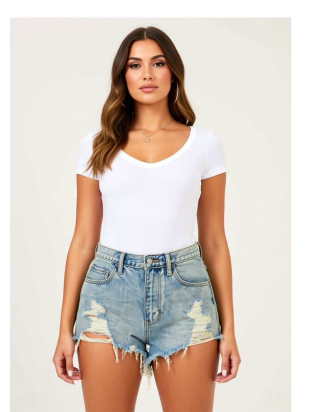 Hollister Jean Shorts - distressed Size 27" - US size 5 - Light wash (B20)